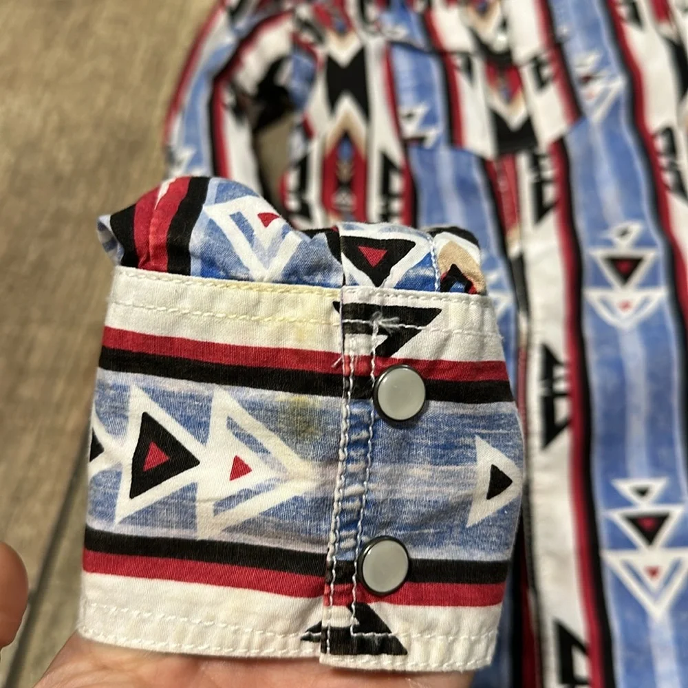 Rock & Roll Cowgirl Women’s Sz M Aztec‎ Print Pearl Snap Long Sleeve Shirt - Picture 5 of 12